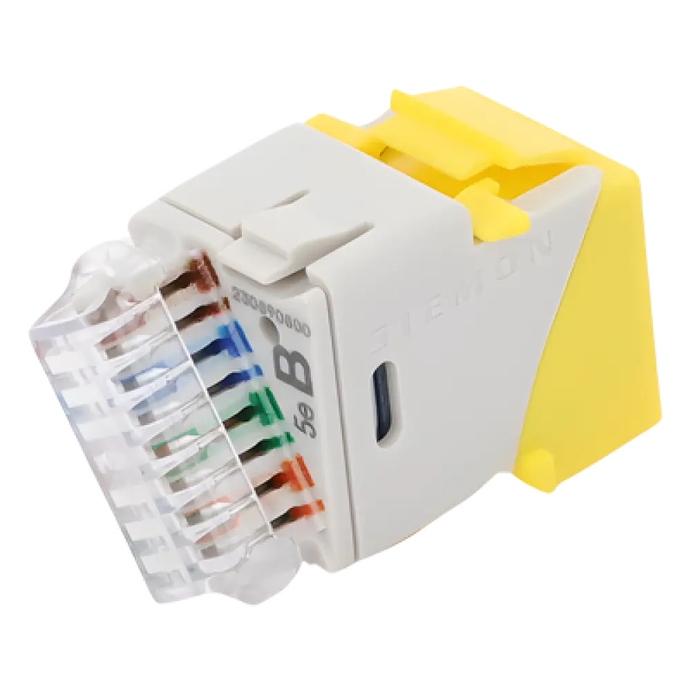 Jack Keystone / Cat5e UTP / Impacto 110 / T568A-B / -10 a 60°C / Amarillo