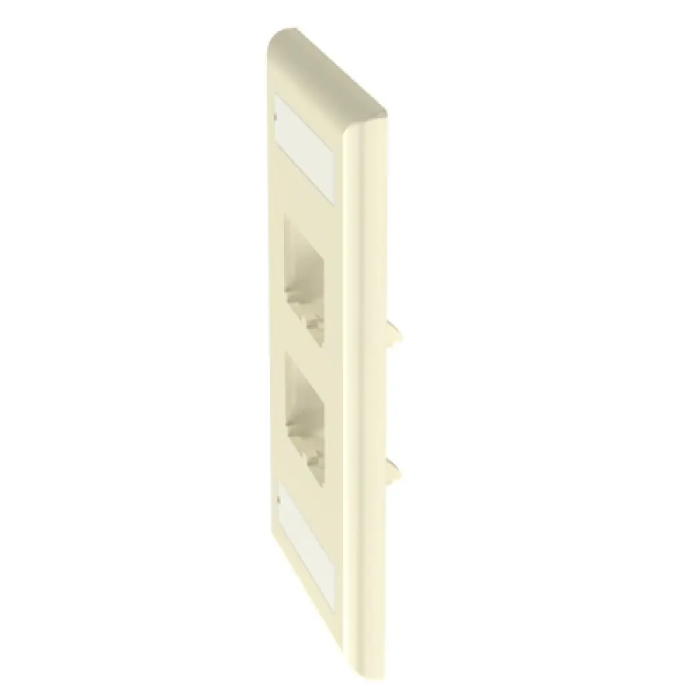 Placa de Pared Vertical / 4 Puertos Mini-Com / Diseño Plano / Con Espacios para Etiquetas / 2.75 x 4.5 in / ABS Marfil