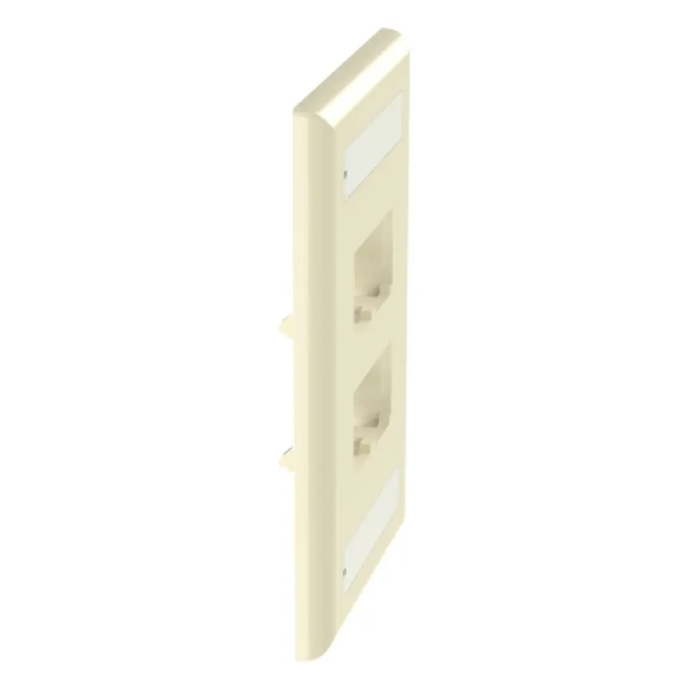Placa de Pared Vertical / 4 Puertos Mini-Com / Diseño Plano / Con Espacios para Etiquetas / 2.75 x 4.5 in / ABS Marfil