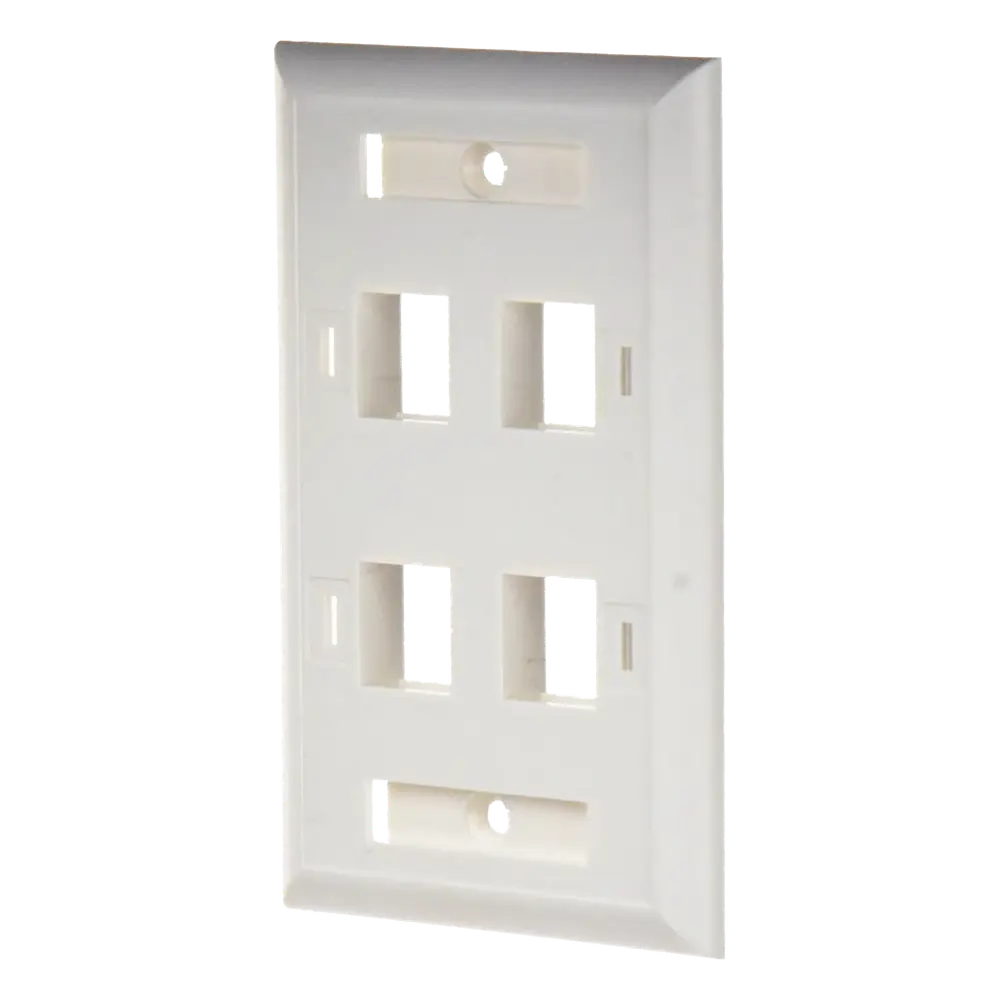 Placa de Pared de 4 Puertos, Keystone, con Espacio para Etiqueta, Color Blanco