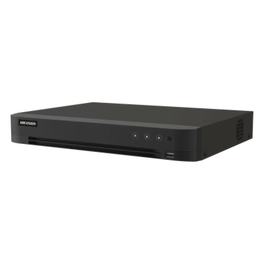 DVR Pentahíbrido / 16 Canales TurboHD + 16 Canales IP / 8 Megapixel (4K) / H.265+ / Audio Bidireccional / 1 Bahía HDD 10 TB / AcuSense