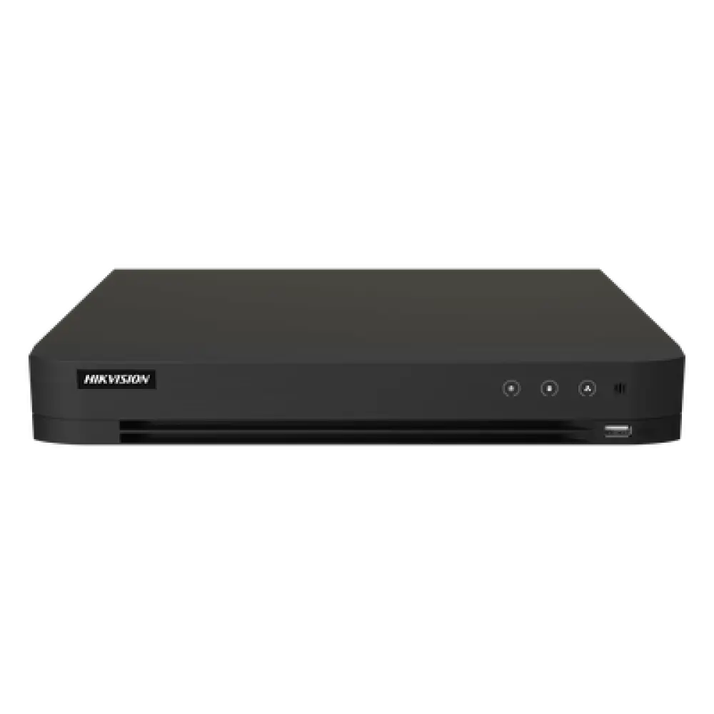 DVR Pentahíbrido / 16 Canales TurboHD + 16 Canales IP / 8 Megapixel (4K) / H.265+ / Audio Bidireccional / 1 Bahía HDD 10 TB / AcuSense