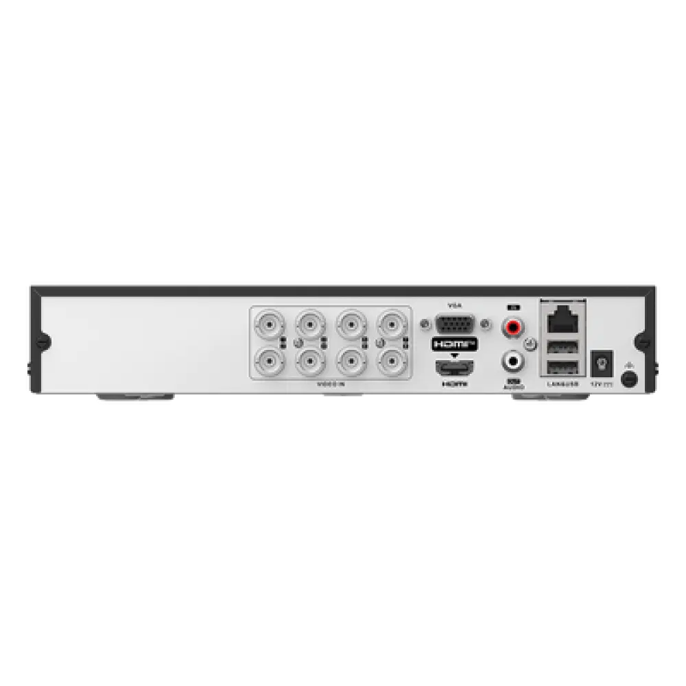 DVR Híbrido / 8 Canales TURBOHD + 4 Canales IP / 3K Lite 2560x1440 / H.265+ / Audio Bidireccional Coaxitron / AcuSense IA / 1 Bahía HDD hasta 10 TB / Salida Full HD