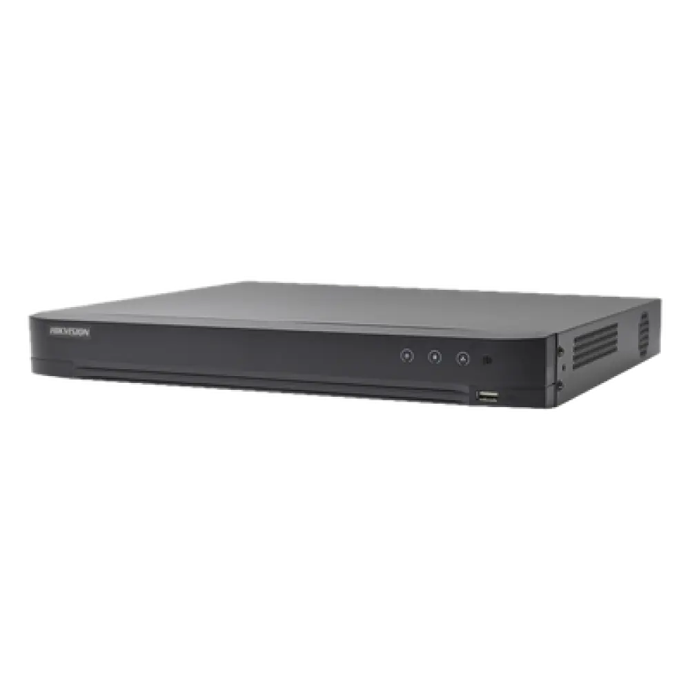 DVR Pentahíbrido / 32 Canales TurboHD + 8 Canales IP / 5 Megapixel Lite / Reconocimiento Facial 4 Canales / Audio Bidireccional Coaxitron / 2 Bahías HDD hasta 12 TB / H.265+ / Salida Full HD