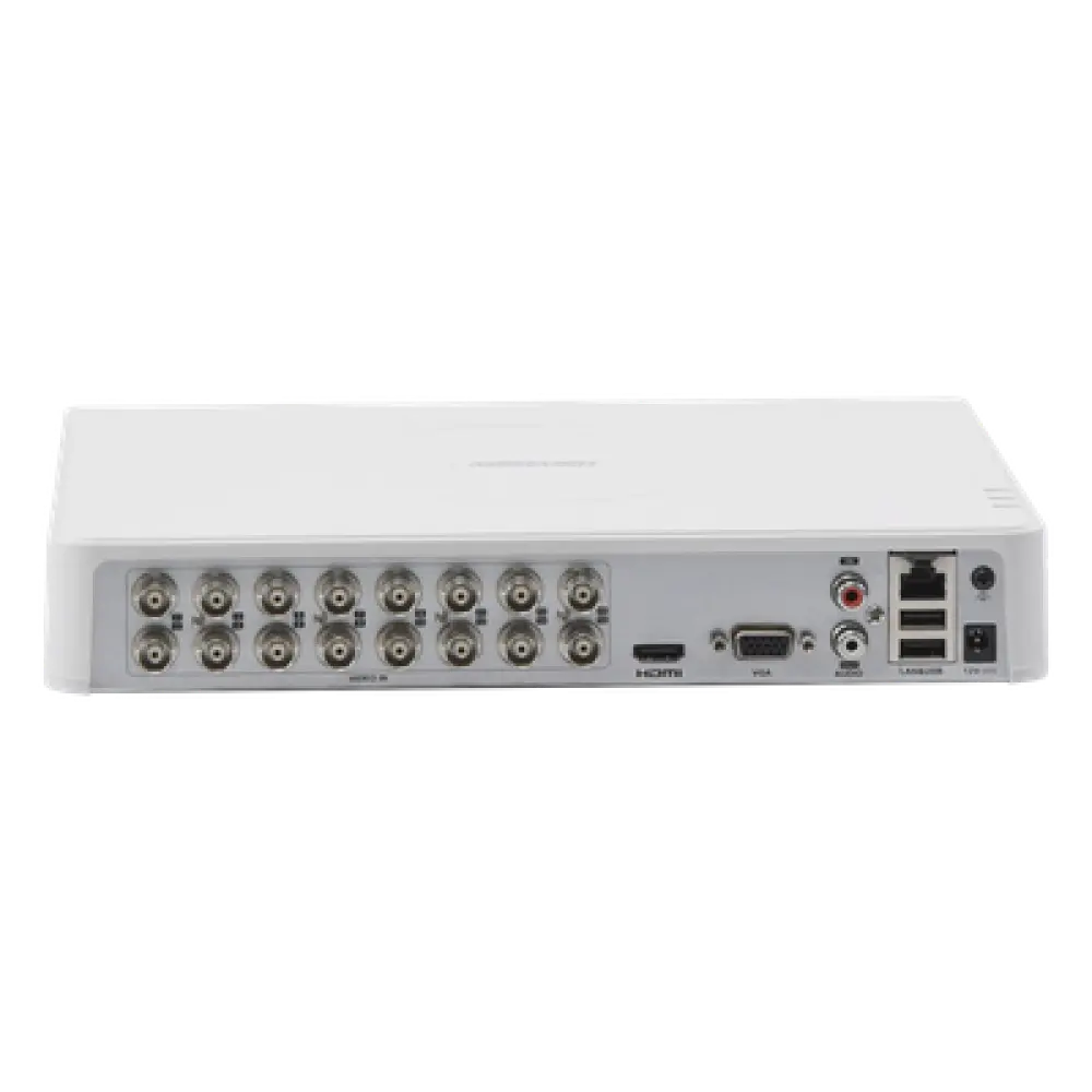 DVR Híbrido / 16 Canales TurboHD + 2 Canales IP / 1080p Lite / AcuSense Lite / Audio por Coaxitron / H.265+ / 1 Bahía HDD