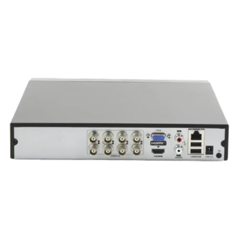 DVR 8 Canales TurboHD + 8 Canales IP / 8 Megapíxel (4K) / Audio por Coaxitron / ACUSENSE Lite / 1 Bahía de Disco Duro / H.265+ / Salida de Video en 4K