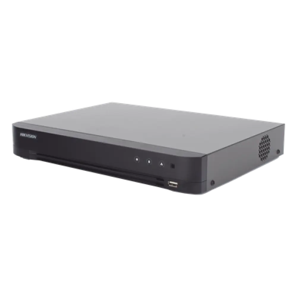 DVR Pentahíbrido / 8 Canales Totales / 4 TURBOHD + 4 IP / 8 Megapixel (4K) / Reconocimiento Facial / AcuSense / H.265+ / 1 Bahía HDD 10 TB / Audio Bidireccional Coaxitron / Salida Full HD