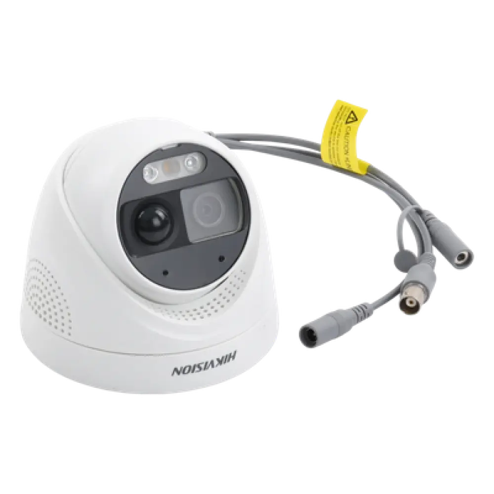 Cámara Turret TURBOHD / 2 Megapixel 1080p / Imagen a Color 24/7 / Luz Blanca 20 m (65.6 ft) / Sensor PIR 110° / Sirena 93.5 dB / Estrobo Rojo-Azul / IP67 / WDR 130 dB / Micrófono Integrado