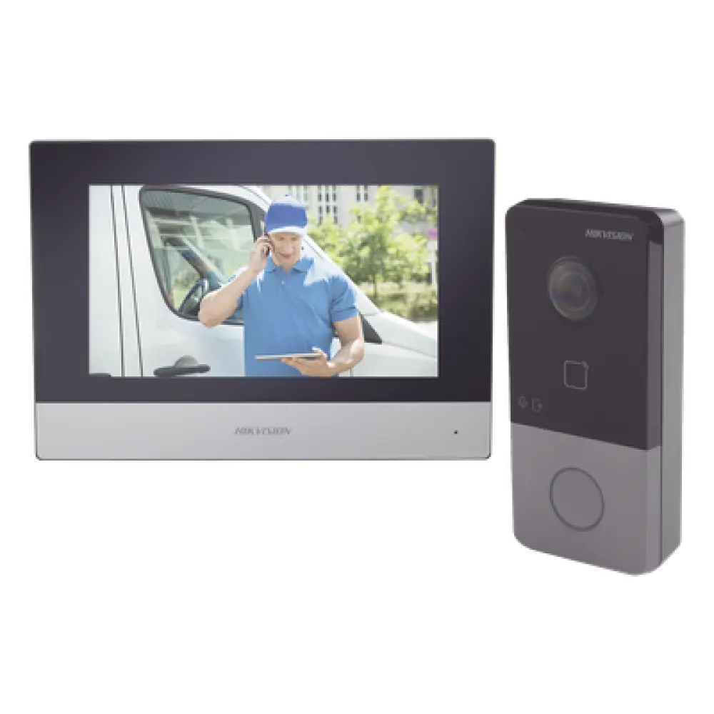 Kit de Videoportero IP / PoE / 1080p / Monitor Táctil 7" / IR 3 m (9.8 ft) / Lector MIFARE / IP65 / 1 Departamento