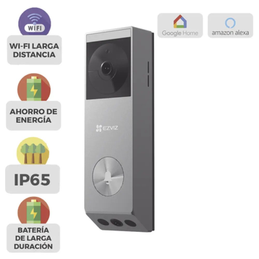 Videoportero IP de Batería / Dual Cámara 3 MP + 2 MP / Panel Solar 1.2W / IR 6 m (19.7 ft) / IP65 / Audio Bidireccional / Wi-Fi