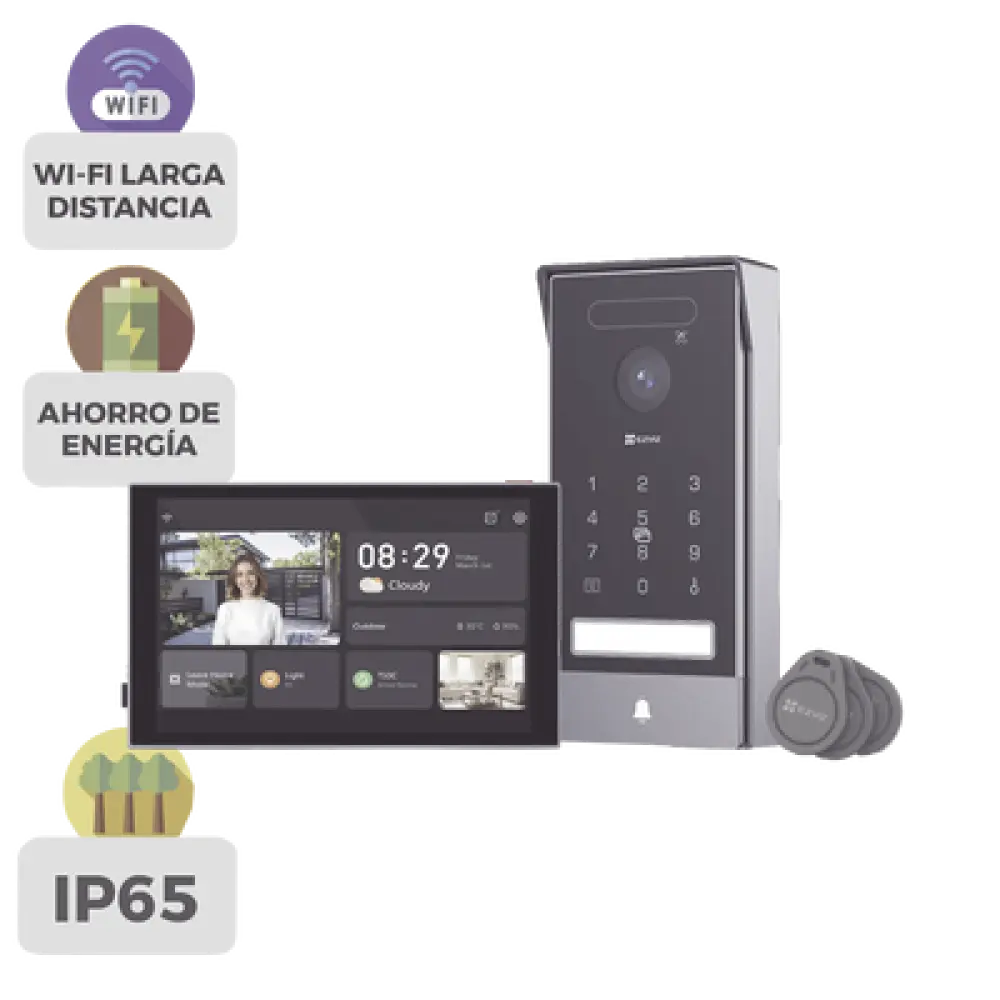 Video Portero Inteligente / 4K UHD / Wi-Fi 6 Dual Band / Reconocimiento de Venas de Palma y Facial / Monitor Táctil 8" / Visión Nocturna Color / IP65
