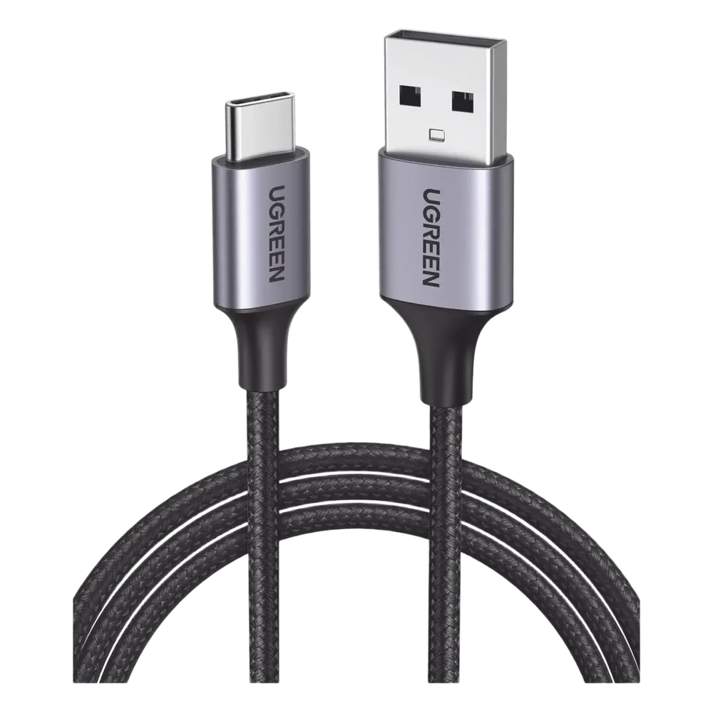 Cable USB-A a USB-C | 2 Metros (6.56 Pies) | Transferencia de Datos de 480 Mbps | Carga Rápida | QC 4.0/3.0/2.0 | FPC | AFC | Protección Integrada | Caja de Aluminio | Nylon Trenzado | Color Negro