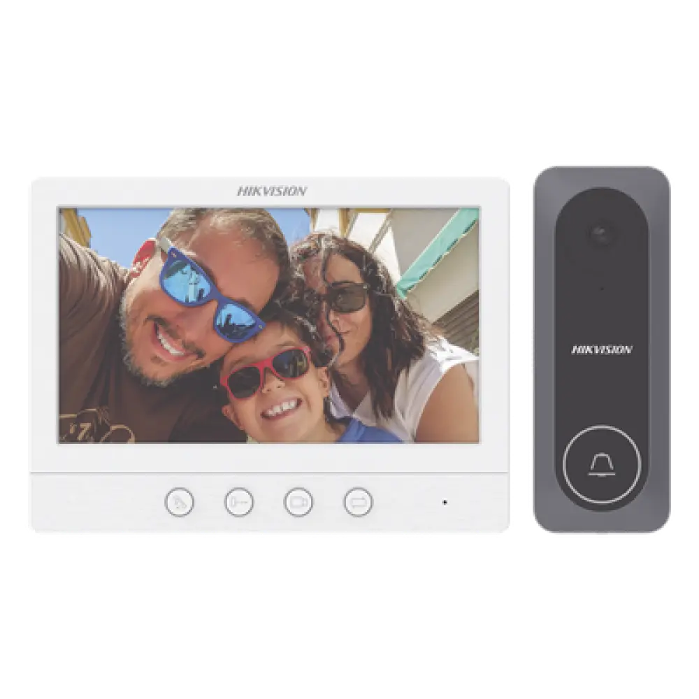 Kit de Videoportero / Pantalla LCD 7" / 720p / Gran Angular 130° / Frente de Calle IR 3 m (9.8 ft) / Conexión 4 Hilos / 3 Monitores / 2 Frentes de Calle