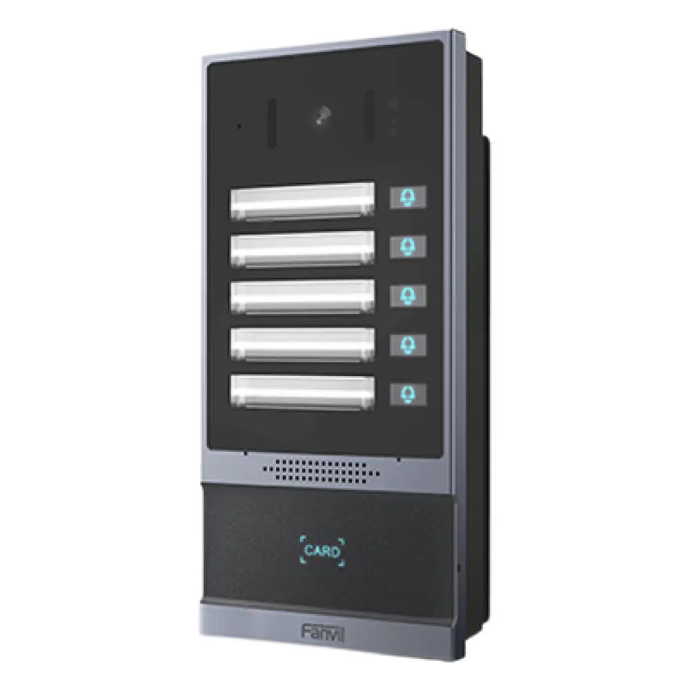 Videoportero IP / 2 Megapixel / 5 Botones de Marcación Rápida / IP66 - IK07 / PoE / Control de Acceso RFID / Anti-Vandálico