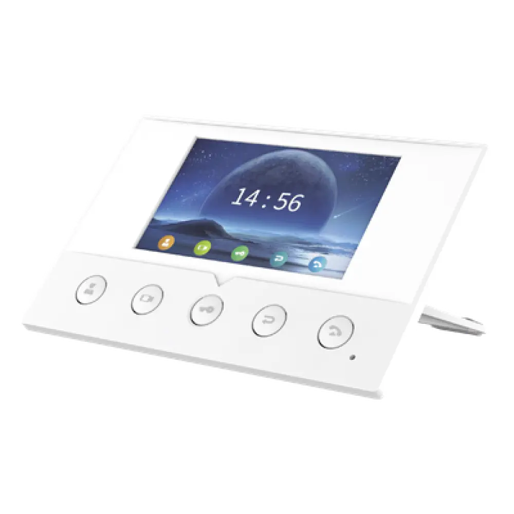 Monitor IP/SIP / Pantalla Capacitiva 4.3" / Wi-Fi 2.4 GHz / Audio HD Bidireccional / PoE / 8 Entradas de Alarma / RS485 / H.264 1080p