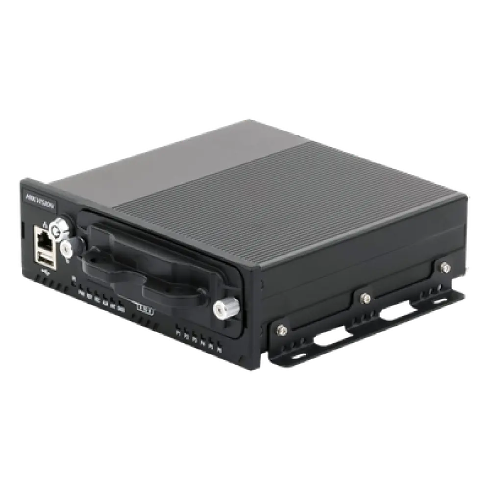 NVR Móvil Vehicular / 8 Canales / 4 PoE + 4 IP vía Switch / 2 Megapixel / H.265 / GPS + Sensor G / 2 Bahías HDD / Aluminio Industrial / 9-36 VCC