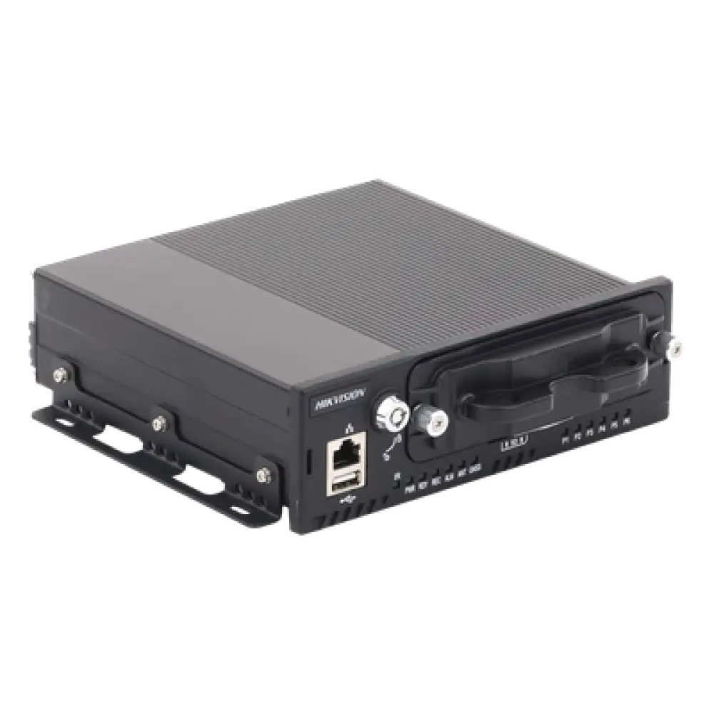 NVR Móvil Vehicular / 8 Canales / 4 PoE + 4 IP vía Switch / 2 Megapixel / H.265 / GPS + Sensor G / 2 Bahías HDD / Aluminio Industrial / 9-36 VCC