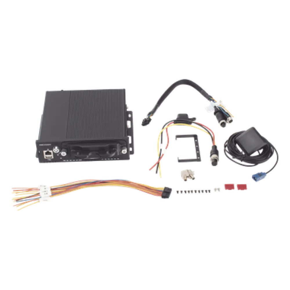 NVR Móvil Vehicular / 8 Canales / 4 PoE + 4 IP vía Switch / 2 Megapixel / H.265 / GPS + Sensor G / 2 Bahías HDD / Aluminio Industrial / 9-36 VCC