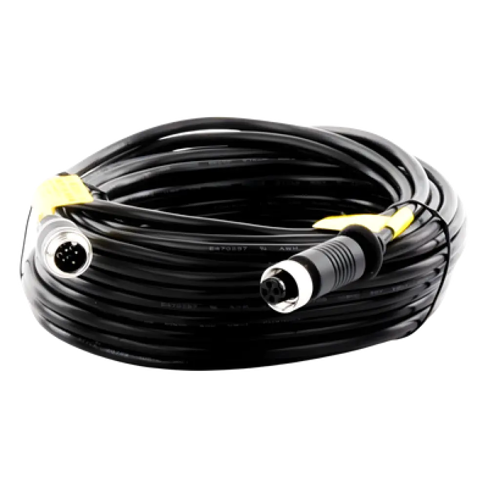 Cable Extensor de Vídeo y Audio / 14 m (45.9 ft) / Conector M12-4P Circular / Alimentación y Señal Integradas / Protección Ambiental
