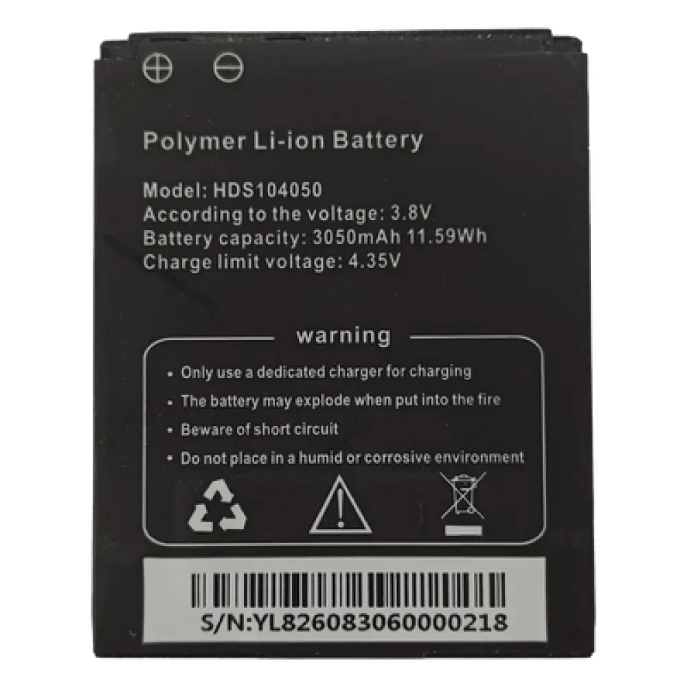 Batería de Respaldo para Bodycam / 3050 mAh / 11.59 Wh / 3.8 VCC / Carga 4.35 VCC / 52 x 42 x 11 mm