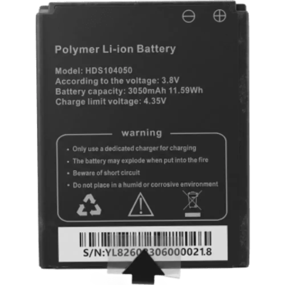 Batería de Respaldo para Bodycam / 3050 mAh / 11.59 Wh / 3.8 VCC / Carga 4.35 VCC / 52 x 42 x 11 mm
