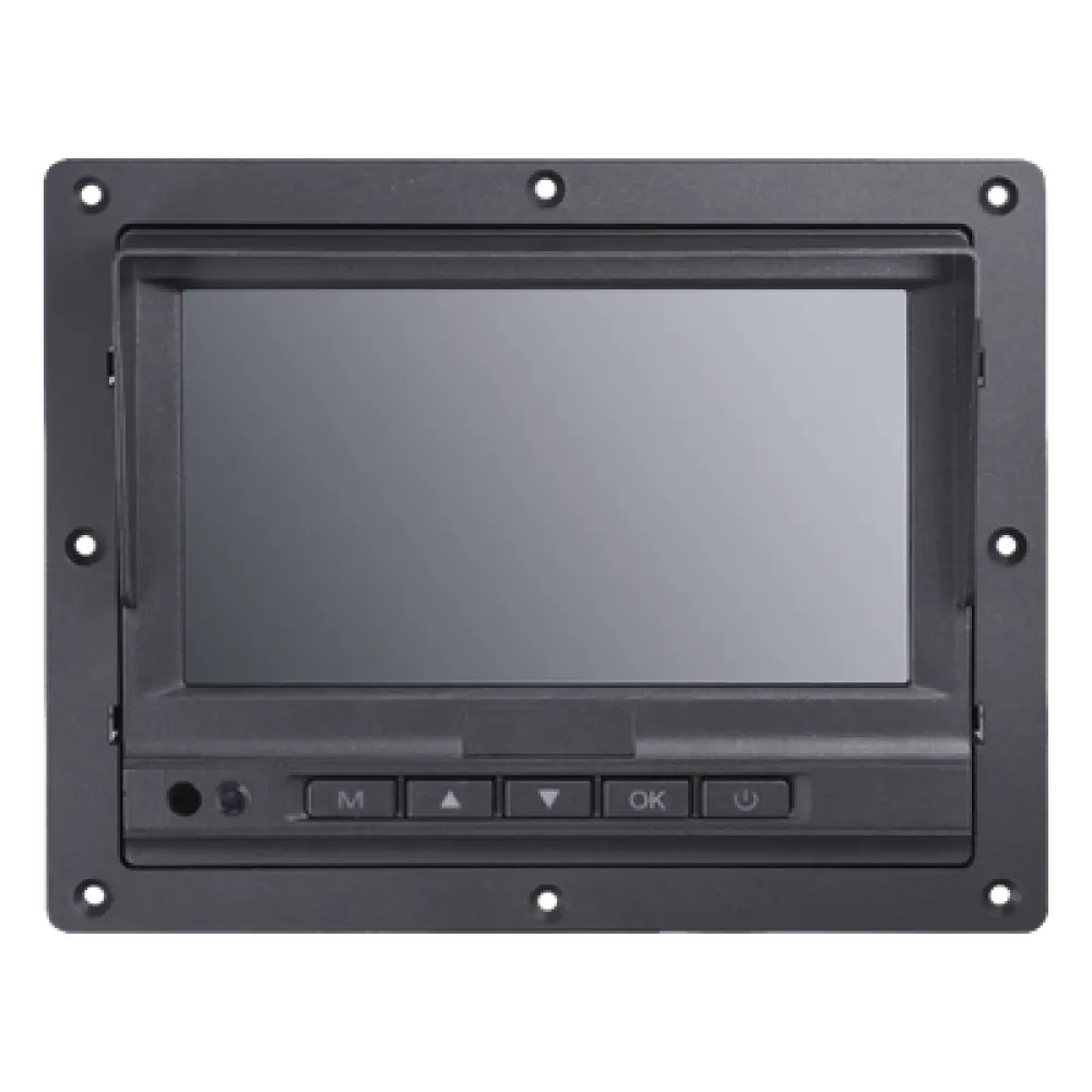 Monitor LCD Vehicular / 7 Pulgadas / 800x480 / 3 Canales de Video / Conector Aviación 4 Pines / -20°C a 70°C / 12 VCC