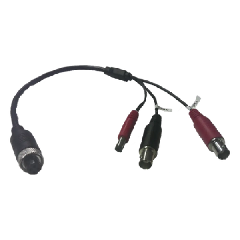 Cable Adaptador para Cámaras / Conector Aviación a BNC / Video y Audio BNC / Alimentación Integrada / 30 cm (11.8 in)