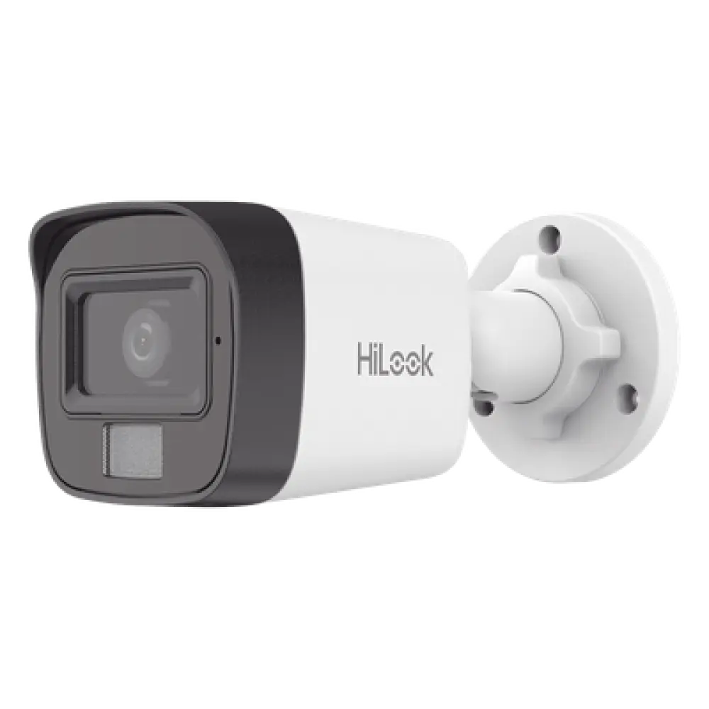 Cámara Bala IP / 4 Megapixel / Dual Light 20 m (65.6 ft) IR + 15 m (49.2 ft) Luz Blanca / Lente 2.8 mm / 104° / IP67 / PoE / Audio Integrado