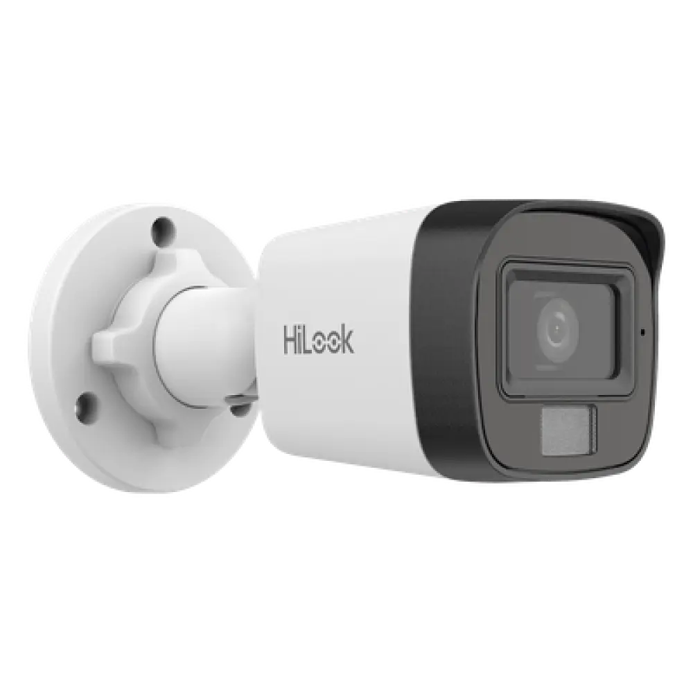 Cámara Bala IP / 4 Megapixel / Dual Light 20 m (65.6 ft) IR + 15 m (49.2 ft) Luz Blanca / Lente 2.8 mm / 104° / IP67 / PoE / Audio Integrado