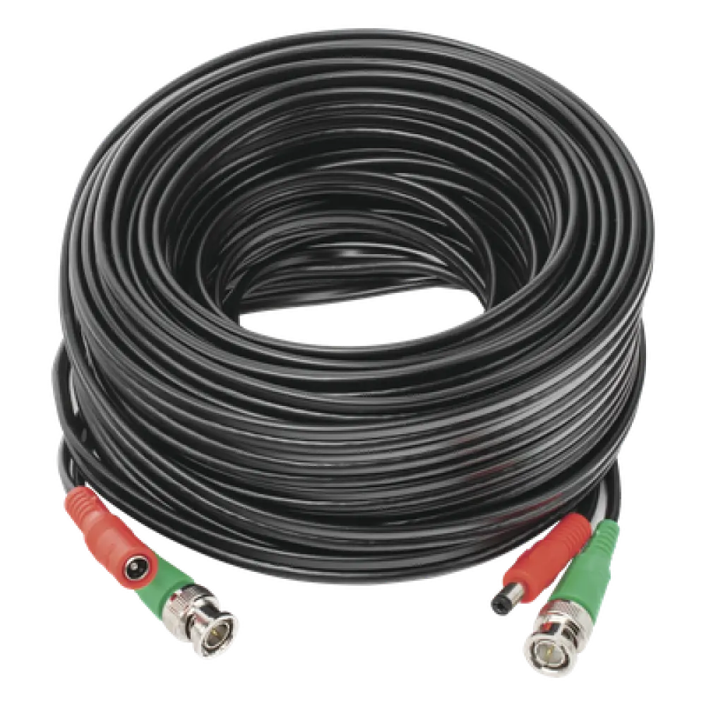 Cable Coaxial Siames / BNC RG59 + Alimentación / 20 m (65.62 pies) / 100% Cobre / 4K / Interior-Exterior