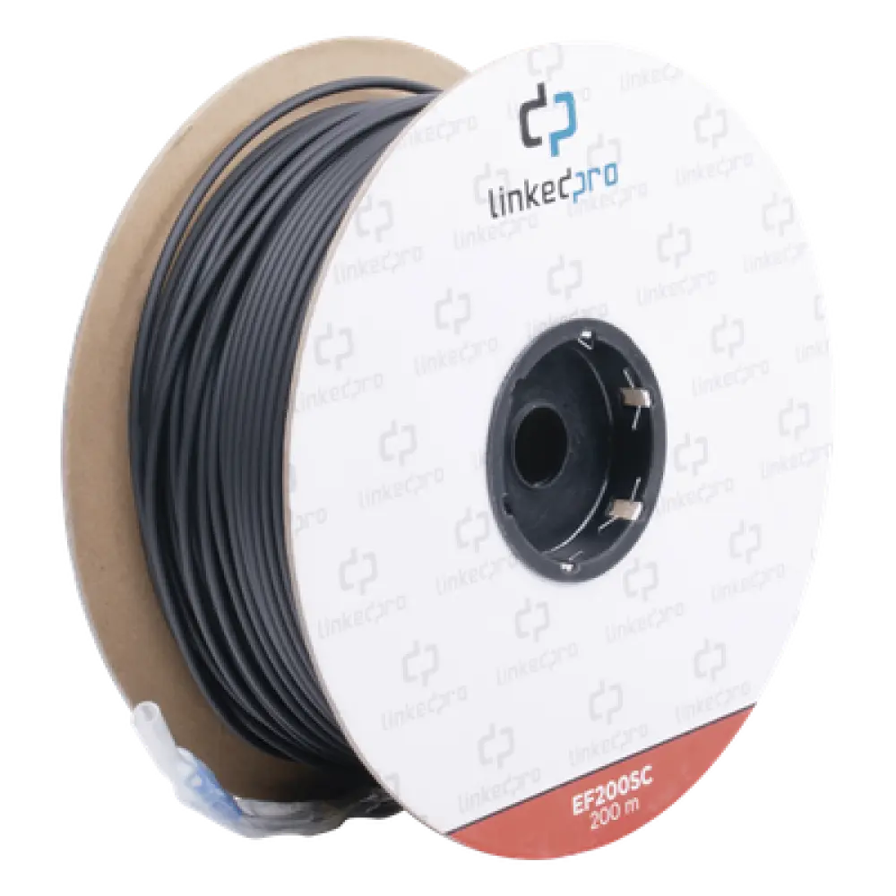 Carrete de Fibra Óptica Monomodo / Conectores SC-SC Duplex / Refuerzo Kevlar / 200 m (656.17 pies) / Subterráneo por Tubería