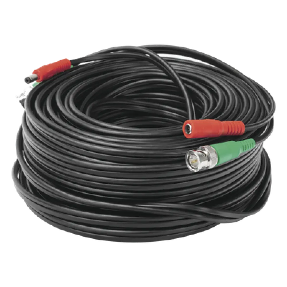 Cable Coaxial BNC RG59 con Alimentación / SIAMES / 30 Metros (98.43 Pies) / 100% Cobre / 4K / Interior y Exterior