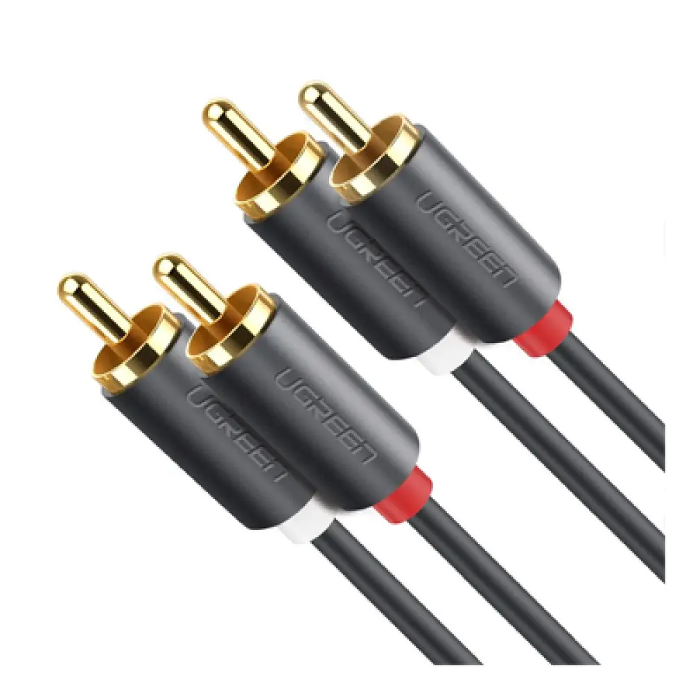 Cable de Audio 2 RCA Macho a 2 RCA Macho / 3 Metros (9.84 Pies) / Cobre Sin Oxígeno / Conectores Chapados en Oro 24K / Doble Blindaje / Color Negro