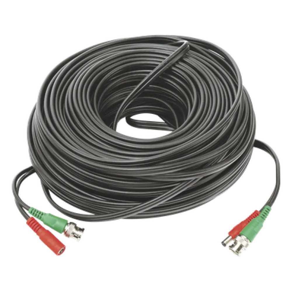 Cable Coaxial BNC RG59 + Alimentación / SIAMES / 50 Metros (164 Pies) / 100% COBRE / 4K UHD / Interior y Exterior