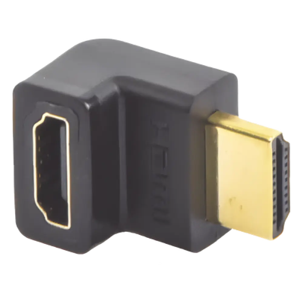 Adaptador HDMI 90° Macho a Hembra / Hacia Arriba / HDMI 2.0 4K@60Hz / Protección de Puertos / Diseño Compacto