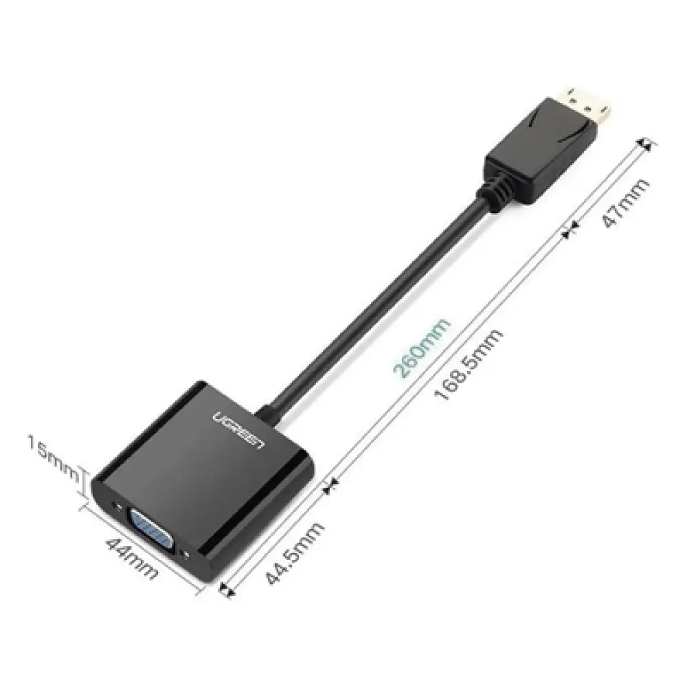 Adaptador DisplayPort a VGA / 1920x1200@60Hz / Chipset ANX9833 / Plug & Play / ABS Negro