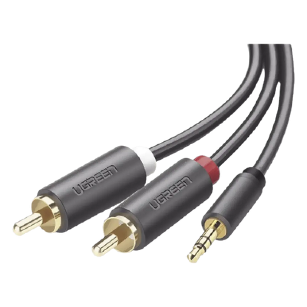 Cable de Audio 3.5mm a 2 RCA Macho / 5 Metros (16.40 Pies) / Blindaje Múltiple / Conectores Oro 24K / TPE Ecológico / ABS