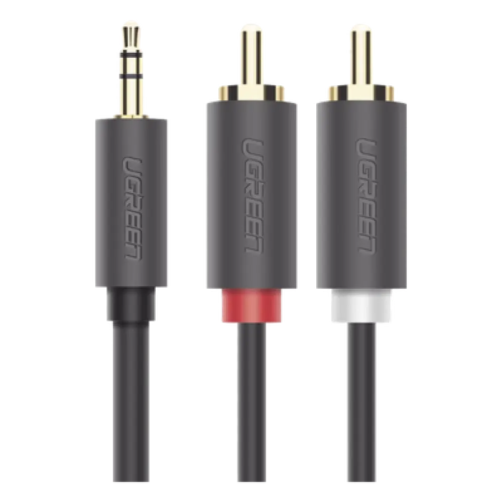 Cable de Audio 3.5mm a 2 RCA Macho / 5 Metros (16.40 Pies) / Blindaje Múltiple / Conectores Oro 24K / TPE Ecológico / ABS