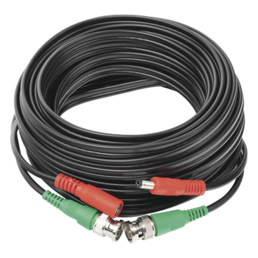 Cable Coaxial Siames / BNC RG59 + Alimentación / 10 Metros (32.81 Pies) / 100% Cobre / 4K / Interior y Exterior