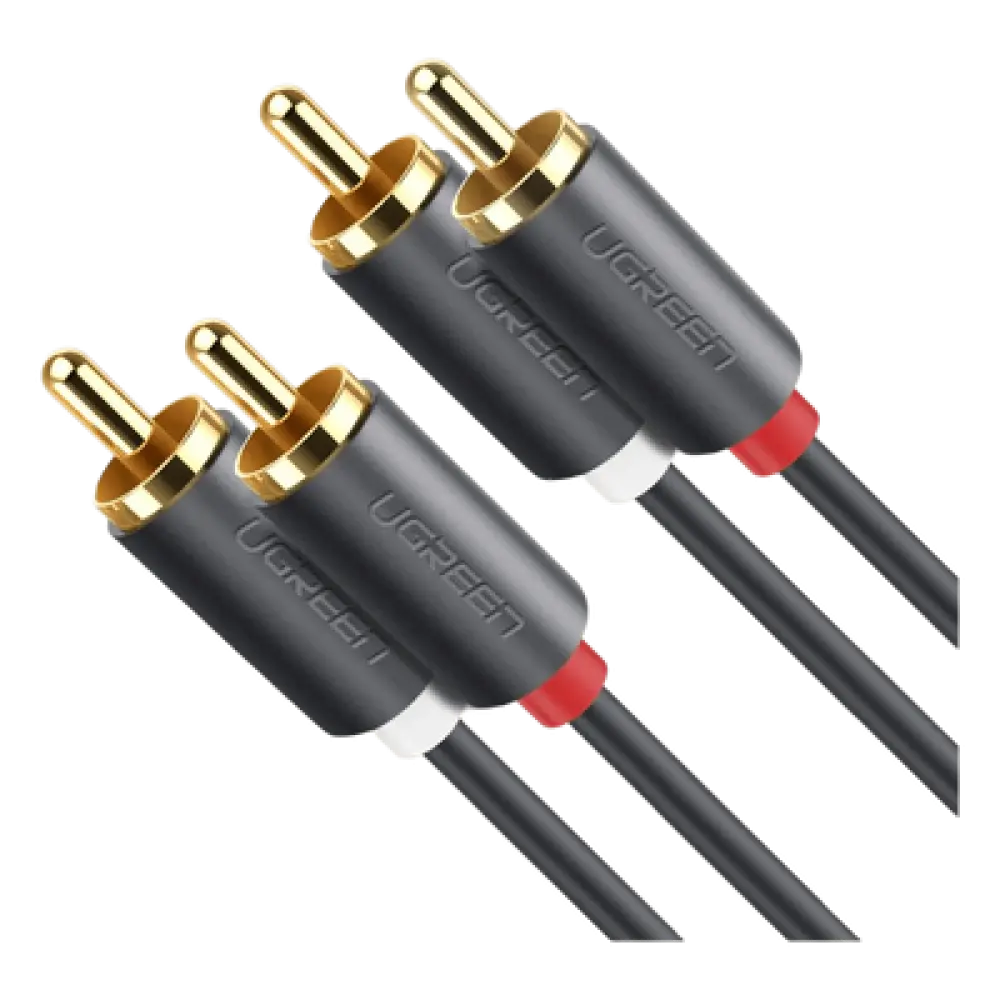 Cable de Audio 2 RCA Macho a 2 RCA Macho / 5 Metros (16.40 Pies) / Cobre Libre de Oxígeno / Conectores Chapados en Oro / Doble Blindaje EMI/RFI