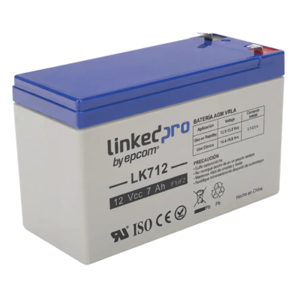 Batería de Respaldo AGM-VRLA / 12 V / 7 Ah / Vida Útil 5 Años / Terminales F1 + Adaptador F2 / Certificación UL