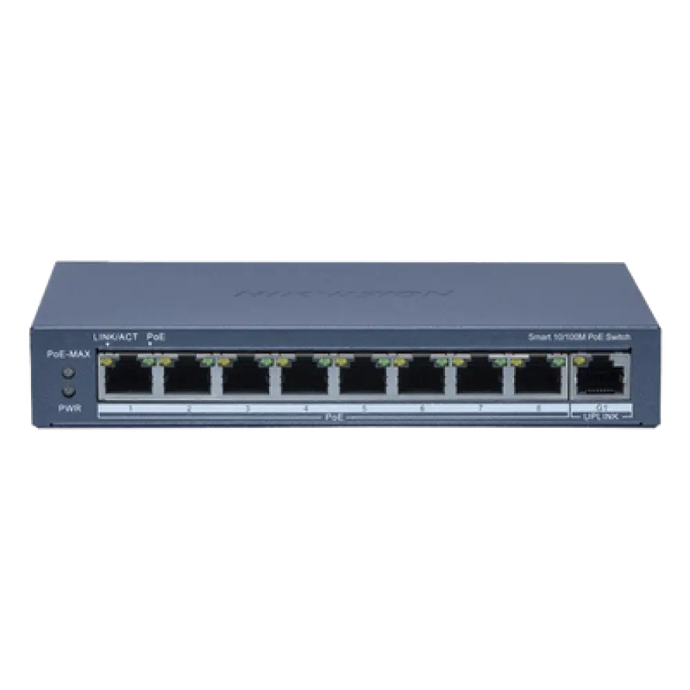 Switch PoE+ Monitoreable / 8 Puertos 10/100 Mbps / 1 Puerto Gigabit Uplink / 60 W / Alcance Extendido 300 m (984.3 ft) / Gestión en Nube