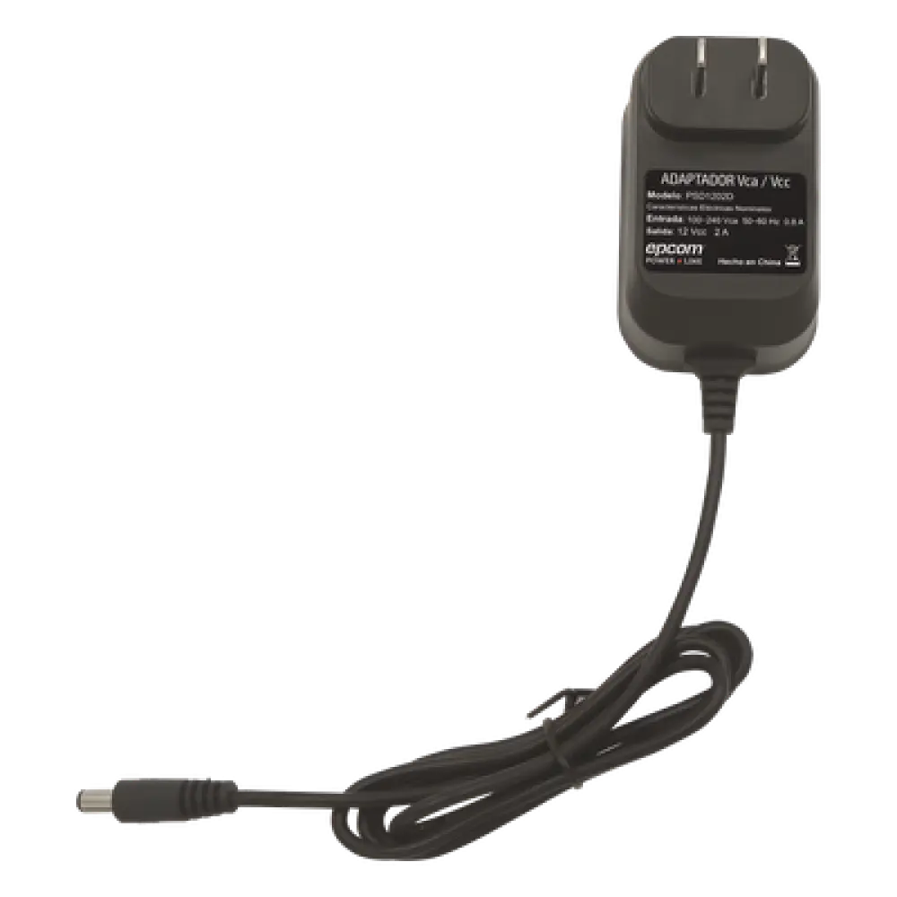 Fuente de Poder Regulada / 12 VCC / 2 A / Entrada 100-240 VCA / Cable 96 cm (3.15 ft) / -20°C a 45°C