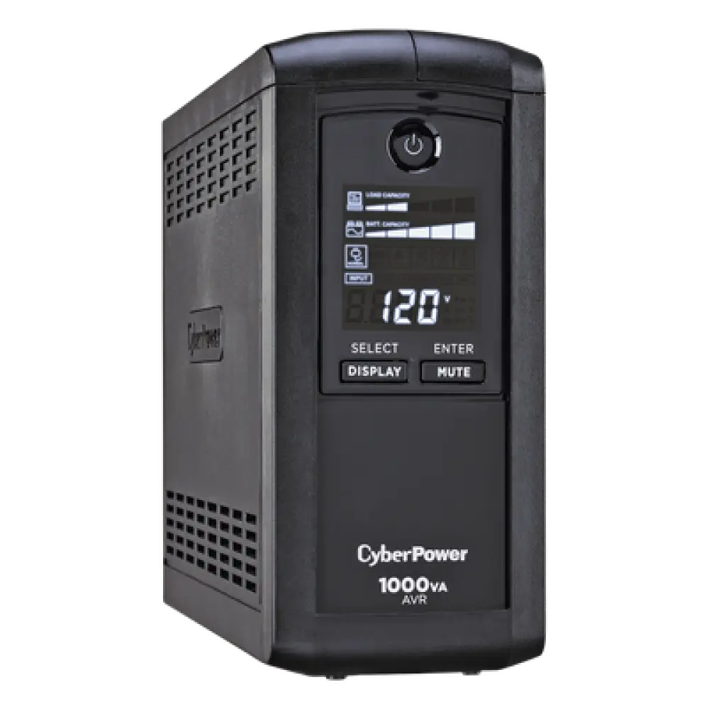 UPS de 1000 VA / 600 W / Topología Línea Interactiva / 9 Tomas NEMA 5-15R / AVR / Pantalla LCD / Supresión 1080 J
