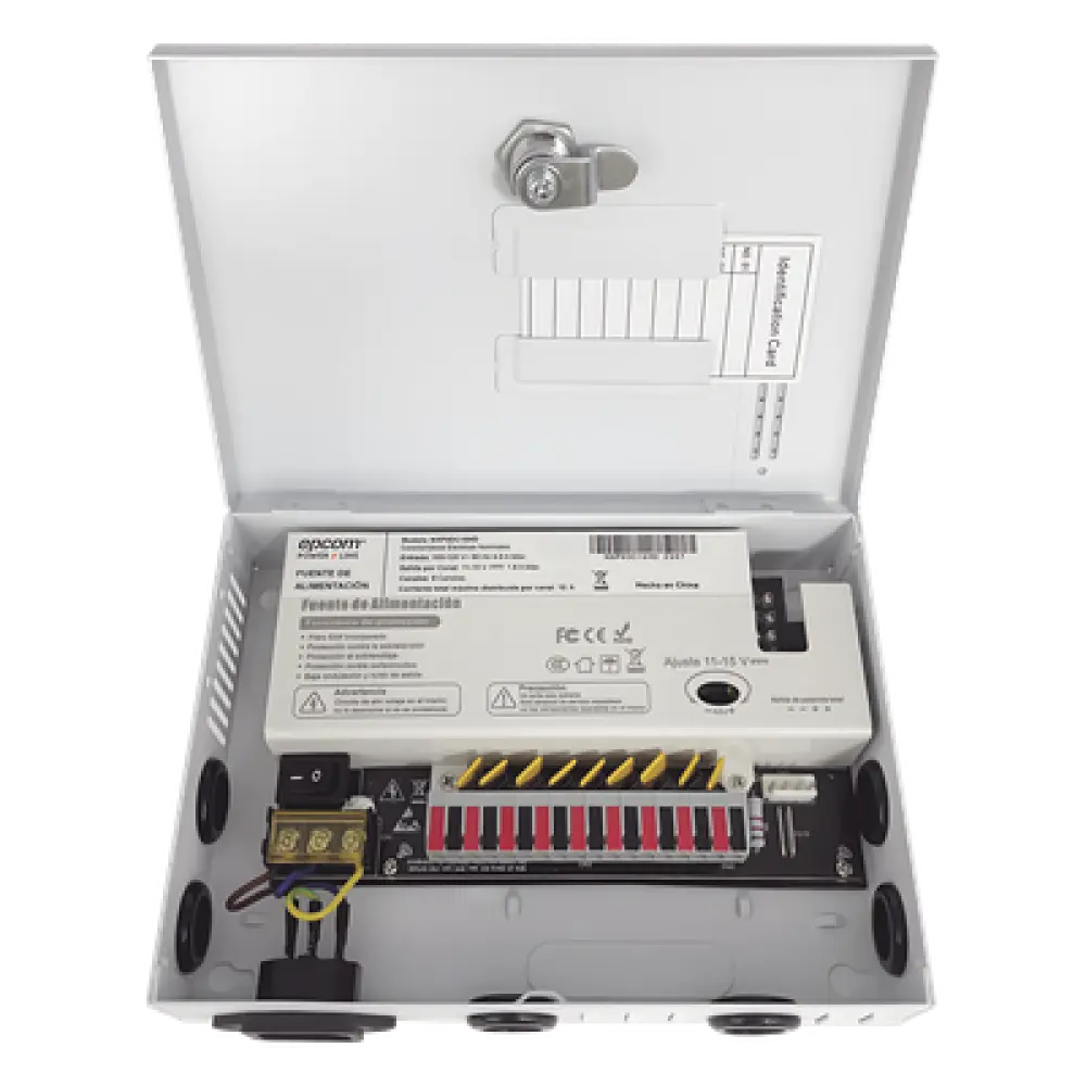 Fuente de Alimentación Profesional / 9 Canales / 16 A Total / 11-15 VCC Ajustable / 200 W / Filtro de Ruido por Canal