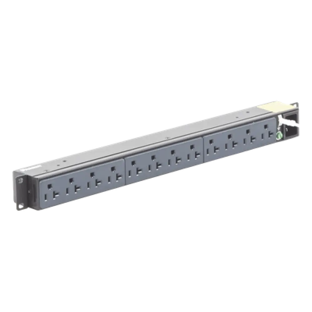 PDU Básico para Rack / 12 Contactos NEMA 5-20R / Entrada NEMA 5-15P / 15A / 120 Vca / Montaje Horizontal 1U / 19 in