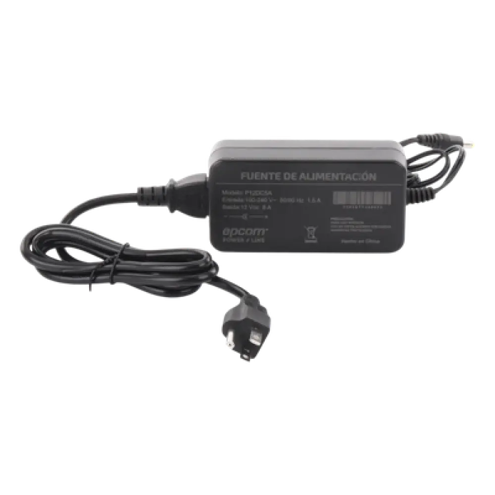 Fuente de Poder / 12 VCC / 5 A / Entrada Universal 100-240 VCA / Cables 0.5 m (1.64 ft) / Rango Térmico -20°C a 45°C