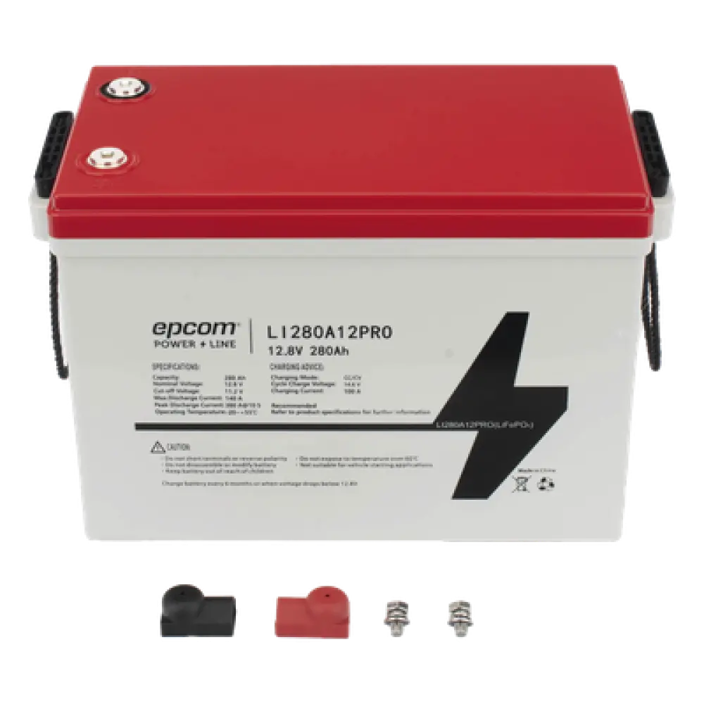 Batería de Litio LiFePO4 / 12.8 Vcc / 280 Ah / 3.58 kWh / 6000 Ciclos / Descarga 140 A / BMS Corte 11.2 Vcc