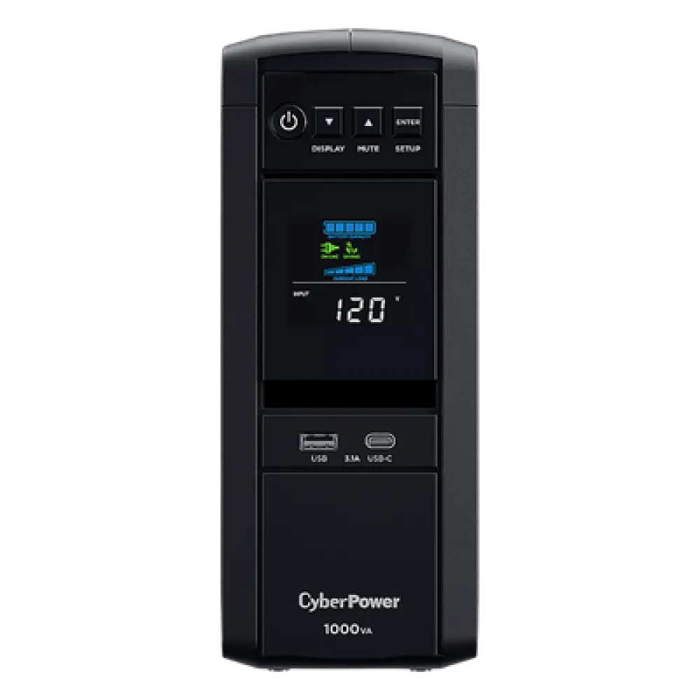 UPS de Torre / 1000 VA / 600 W / Onda Senoidal Pura / Línea Interactiva / 10 Tomas NEMA 5-15R / AVR / LCD Multifunción