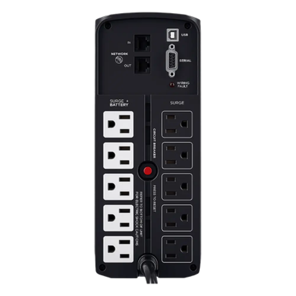 UPS de Torre / 1000 VA / 600 W / Onda Senoidal Pura / Línea Interactiva / 10 Tomas NEMA 5-15R / AVR / LCD Multifunción